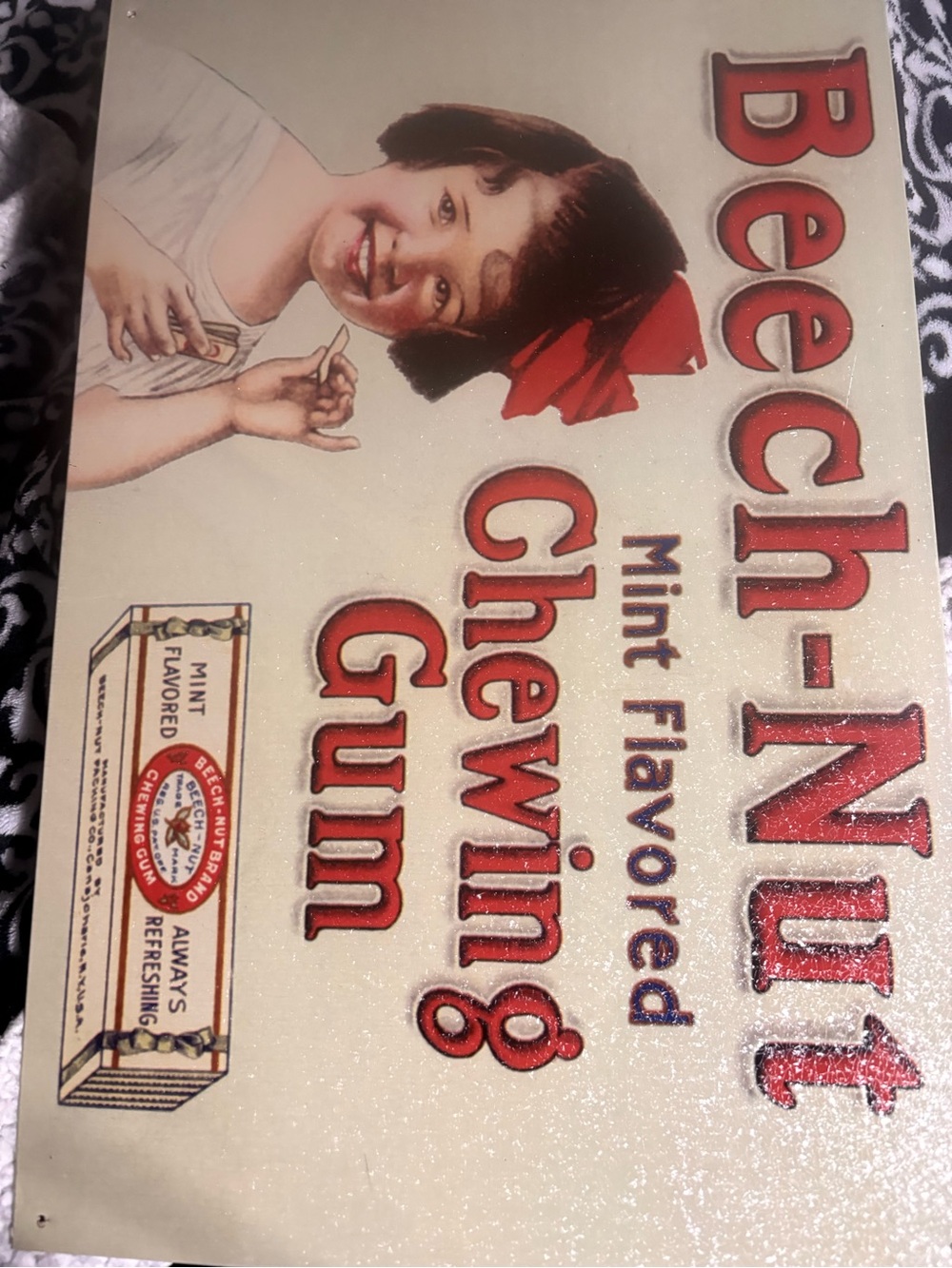 Mint Flavored Chewing Gum - advertisement Metal sign